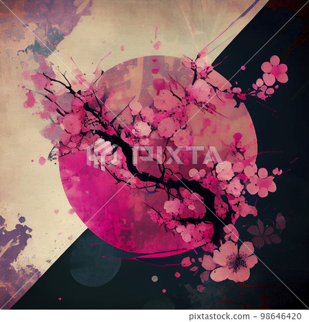 Image material: Background image of artistic Japanese-style cherry blossoms Image material: Background image of artistic Japanese-style cherry blossoms 98646420