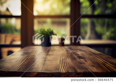 Background material: Wood grain table and display background in the cafe 98646475