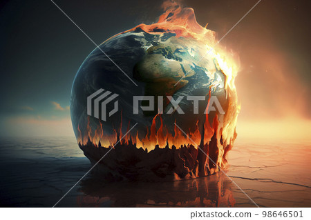 Image material: Image of the earth where global warming progresses 98646501