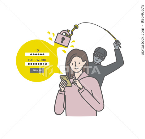 一位女士在沒有註意到網絡釣魚電子郵件的情況下登錄 98646678