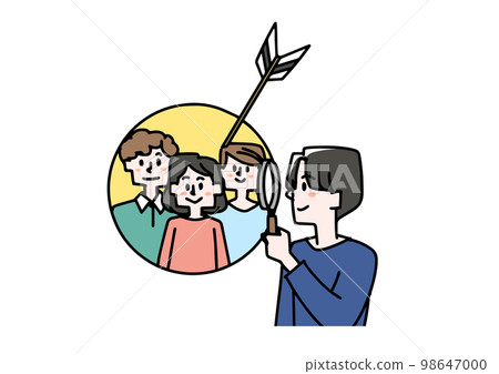 一位男性創作者對目標受眾進行調查的插圖 一位男性創作者對目標受眾進行調查的插圖 98647000