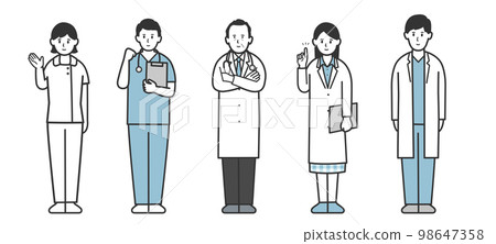 Illustration set of welfare and medical workers 98647358