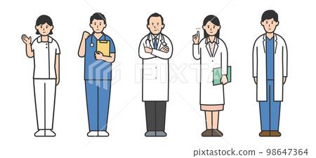 Illustration set of welfare and medical workers Illustration set of welfare and medical workers 98647364