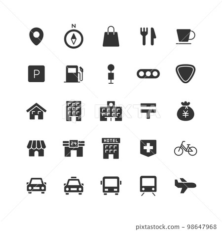 地圖相關圖標集（黑色） 98647968