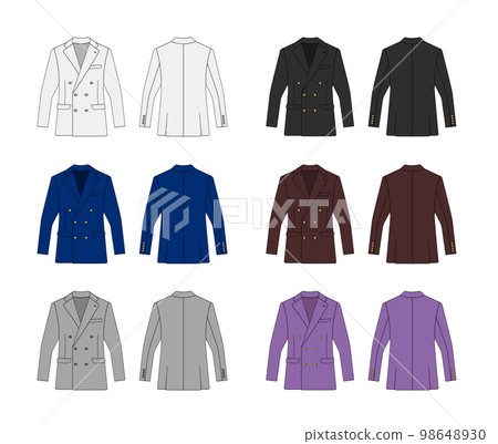 Double suit / jacket (outerwear) vector template illustration set (front / back) Double suit / jacket (outerwear) vector template illustration set (front / back) 98648930
