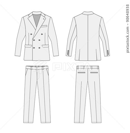 2 piece double suit vector template illustration (front / back) | white 2 piece double suit vector template illustration (front / back) | white 98648938