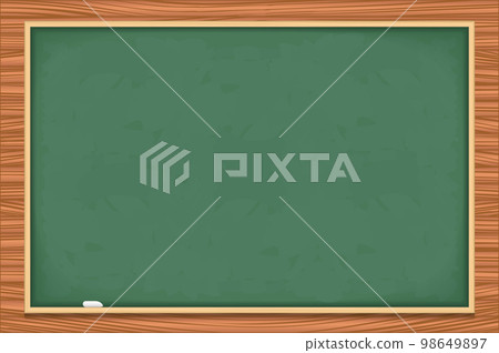 Blackboard on Wood Background 98649897