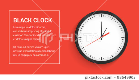 Black Clock on Red Background Black Clock on Red Background 98649902