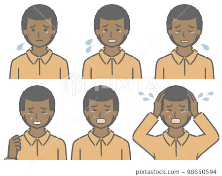 Strength of crying expression Young black man 98650594