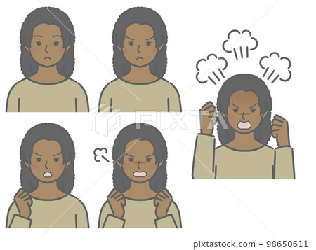 Strength of angry expression Young black woman - Stock Illustration ...