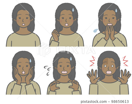 Surprised expression strength young black woman 98650613