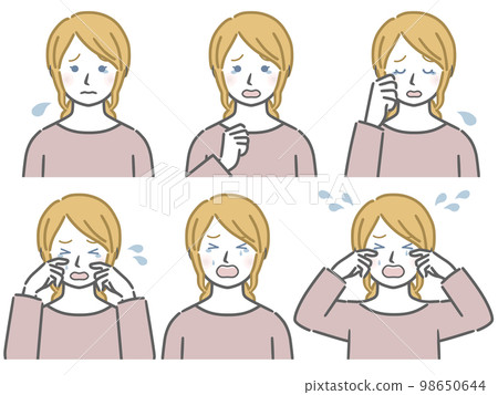 The strength of the crying expression Young Caucasian woman The strength of the crying expression Young Caucasian woman 98650644