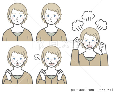 Strength of angry expression Elderly Caucasian woman 98650651