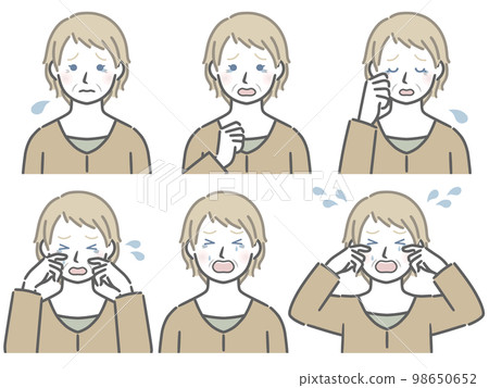 The strength of the crying expression Elderly Caucasian woman The strength of the crying expression Elderly Caucasian woman 98650652