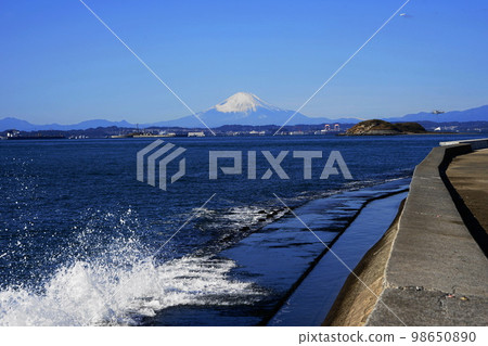 富士山三十六景 上佐野海路 1月 富津92 富士山和第2海堡 富津岬 98650890