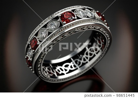 Garnet and Diamond Full Eternity Ring created with generative AI technology. High quality illustration Garnet and Diamond Full Eternity Ring created with generative AI technology. High quality illustration 98651445