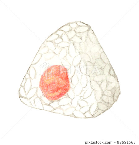 明太子（鱈魚子）飯糰日本手繪水彩插畫素材 98651565