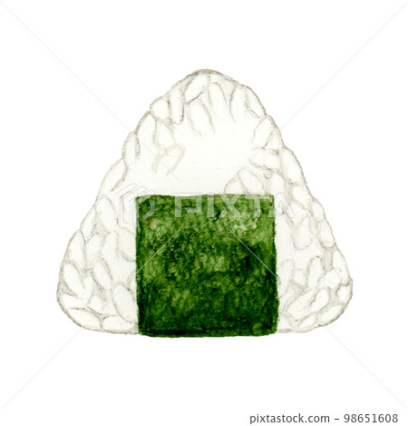 Nori-wrapped rice ball Japanese hand-painted watercolor illustration material Nori-wrapped rice ball Japanese hand-painted watercolor illustration material 98651608
