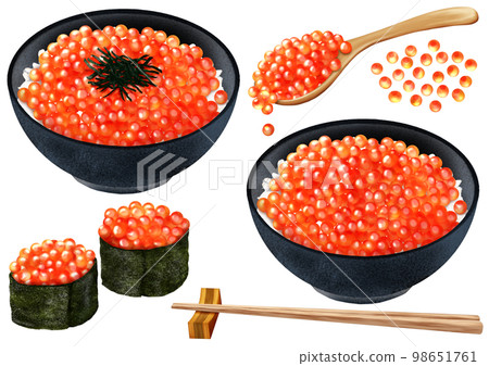 Salmon roe bowl and salmon roe warship 98651761