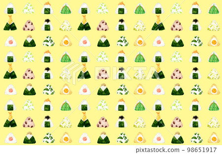 飯糰圖案手繪水彩插畫食品圖案紡織品 98651917