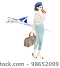 Woman traveling with passport 98652099
