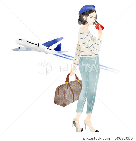 持護照旅行的婦女 98652099