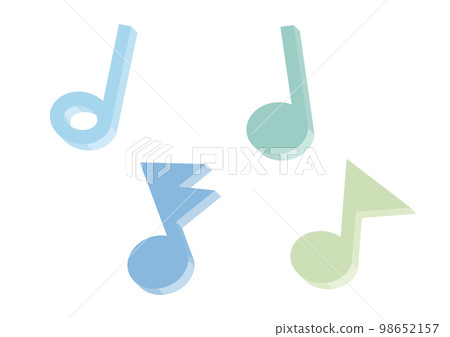 五顏六色的藍色音符（二分音符、四分音符、八分音符、十六分音符）3D 98652157