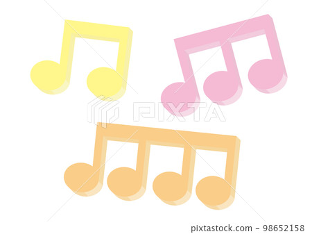 黃色彩色光束音符（八分音符）3D 98652158