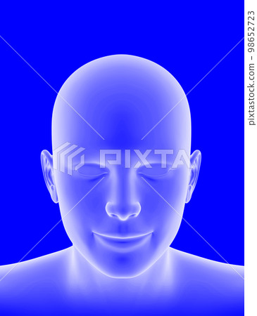 Illustration of the face of a person taking a deep breath 1 98652723