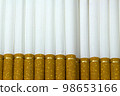 Cigarettes with a filter on a white background 98653166