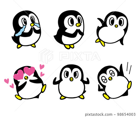 Cute penguin character set 4 (impression, love, guts pose, yatter, etc.) 98654003
