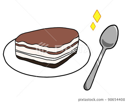 Illustration of tiramisu on a plate Illustration of tiramisu on a plate 98654408