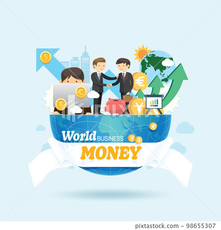 world business economy. Global finance Infographic. Flat icons design elements.money Concept.Vector 98655307