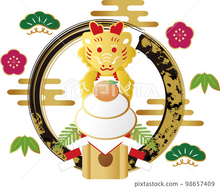新年賀卡2024年龍年生肖龍龍編鐘加賀麻糬可愛新年新年賀卡素材簡單插畫 98657409