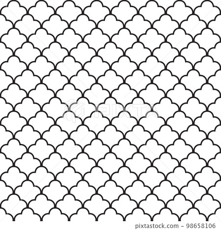 Fish scale seamless pattern. Traditional chinese sea wave ornament. Asian cloud ethnic motif. 98658106