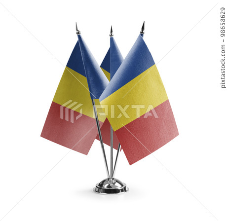Small national flags of the Romania on a white background Small national flags of the Romania on a white background 98658629