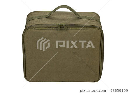 Soft textile bag green color isolated on white background. Side view. 98659109