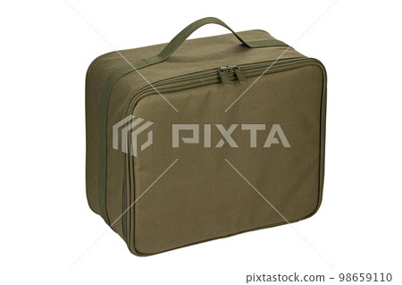 Soft textile bag green color isolated on white background. Side view. 98659110