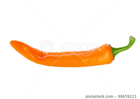 Fresh tasty pepper. Orange hot pepper isolated on white background. Fresh tasty pepper. Orange hot pepper isolated on white background. 98659221