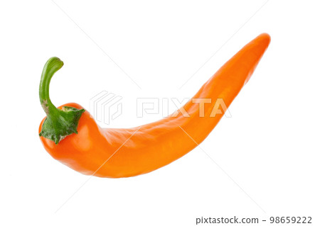 Fresh tasty pepper. Orange hot pepper isolated on white background. Fresh tasty pepper. Orange hot pepper isolated on white background. 98659222