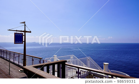 Umihotaru Tokyo Bay Aqua-Line deck, blue sky and blue sea 98659331