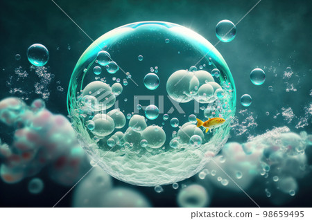 Beautiful Bubble under water blue background. World water day concept. 98659495