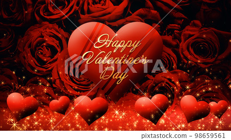 Image of floating chocolate hearts on a rose background, Valentine's Day 98659561