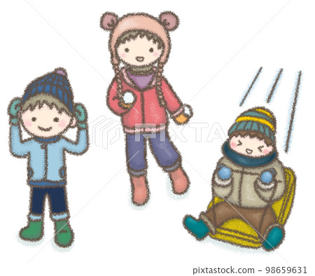 雪地裡玩耍的孩子（透明） 98659631