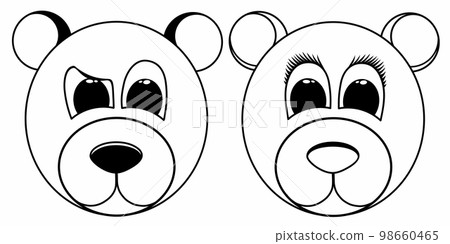 set girl and boy bear line art, you are free to give color to this bear set girl and boy bear line art, you are free to give color to this bear 98660465