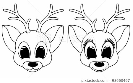 set set cute deer fawn cartoon vector line art drawing illustration set set cute deer fawn cartoon vector line art drawing illustration 98660467