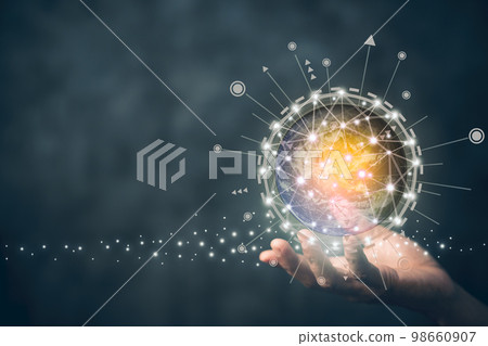 Technologies connecting the world computing service management. Digital technology background. art illustration Technologies connecting the world computing service management. Digital technology background. art illustration 98660907
