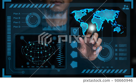 Digital transformation concept. change management, internet of things. new technology communication and business process strategy, automate operation automation by pressing the screen button.. 98660946