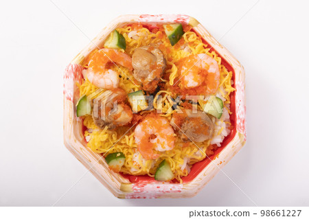 Shrimp and scallop chirashi sushi 98661227