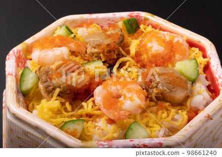 Shrimp and scallop chirashi sushi 98661240